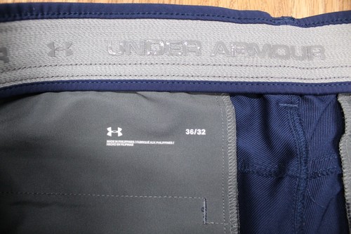 UNDER ARMOUR REGULAR FIT GOLF PANTS NYLON/POLY/SPANDEX NAVY BLUE Sz 36W x 32L - Picture 3 of 4