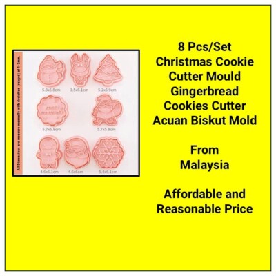 8pcs Christmas Cookie Cutter Set   Gingerbread Man & Holiday Shapes Moulds