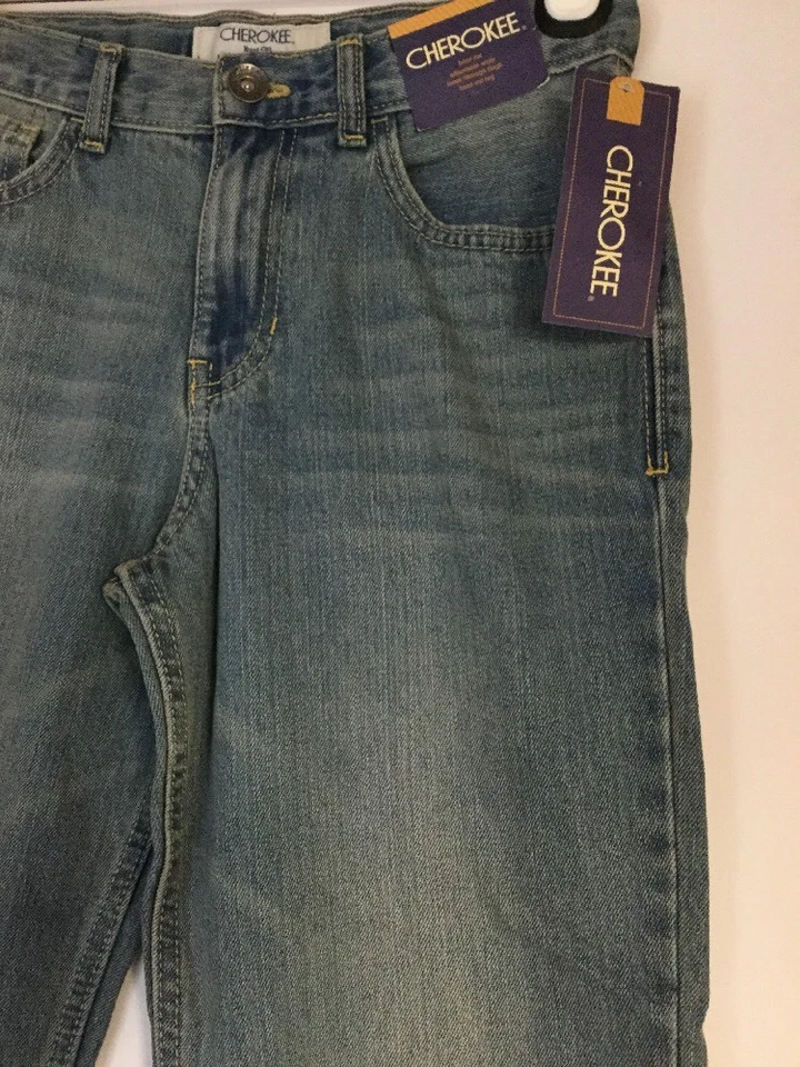 NUEVO CON ETIQUETAS NIÑOS CHEROKEE LAVADO LIGERO CORTE BOTA JEANS CINTURA AJUSTABLE TALLA 14 Foto 2 de 4