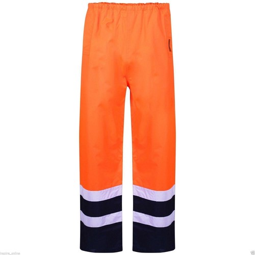 Hi Vis Viz Visibility Work Wear Safety Over Trousers Waterproof Pants - Picture 8 of 9