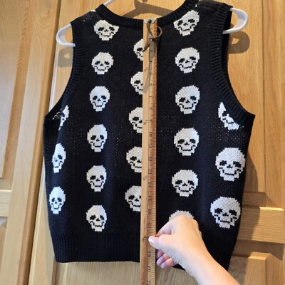 No Boundaries Sweater Vest Women/Juniors LG Goth Punk Grunge Skull