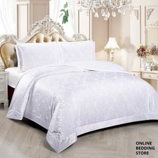 Quilted Bedspread Jacquard Damask Comforter Bedding Set Double King Bed Throw UK
