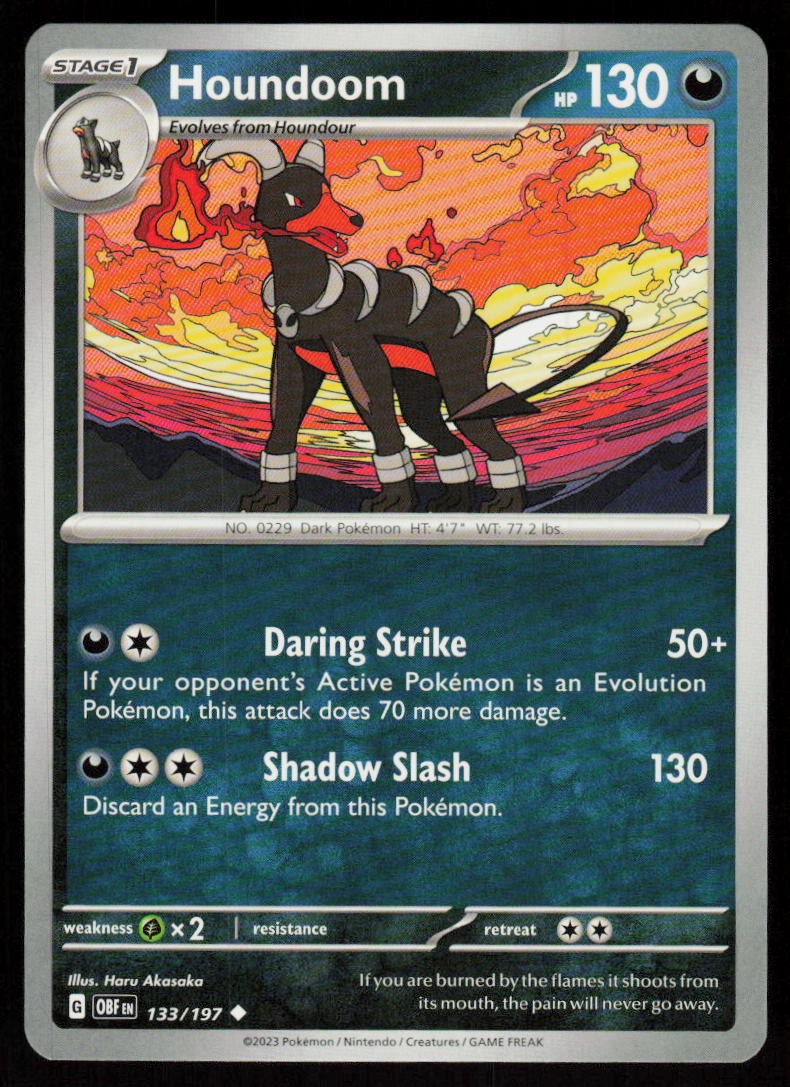 Houndoom 133/197 Uncommon Obsidian Flames Pokemon Near Mint