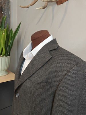   Oscar De La Renta Mens Sports Coat Blazer 40R Gray Stripe 3 Button