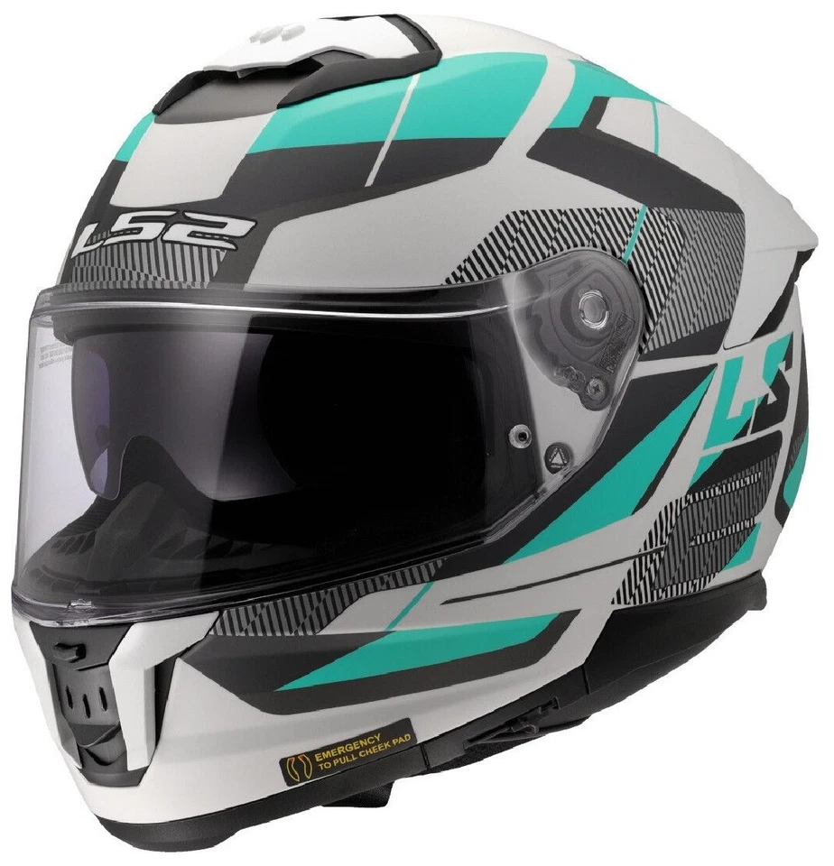 LS2 FF808 Stream II Road Full Face Motorcycle Crash Helmet Cyan Light Grey
