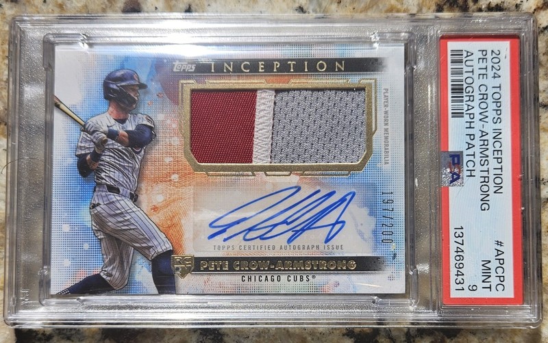 Pete Crow-Armstrong 2024 Topps Inception Game-Worn Patch Auto RC /200 PSA 9 PCA