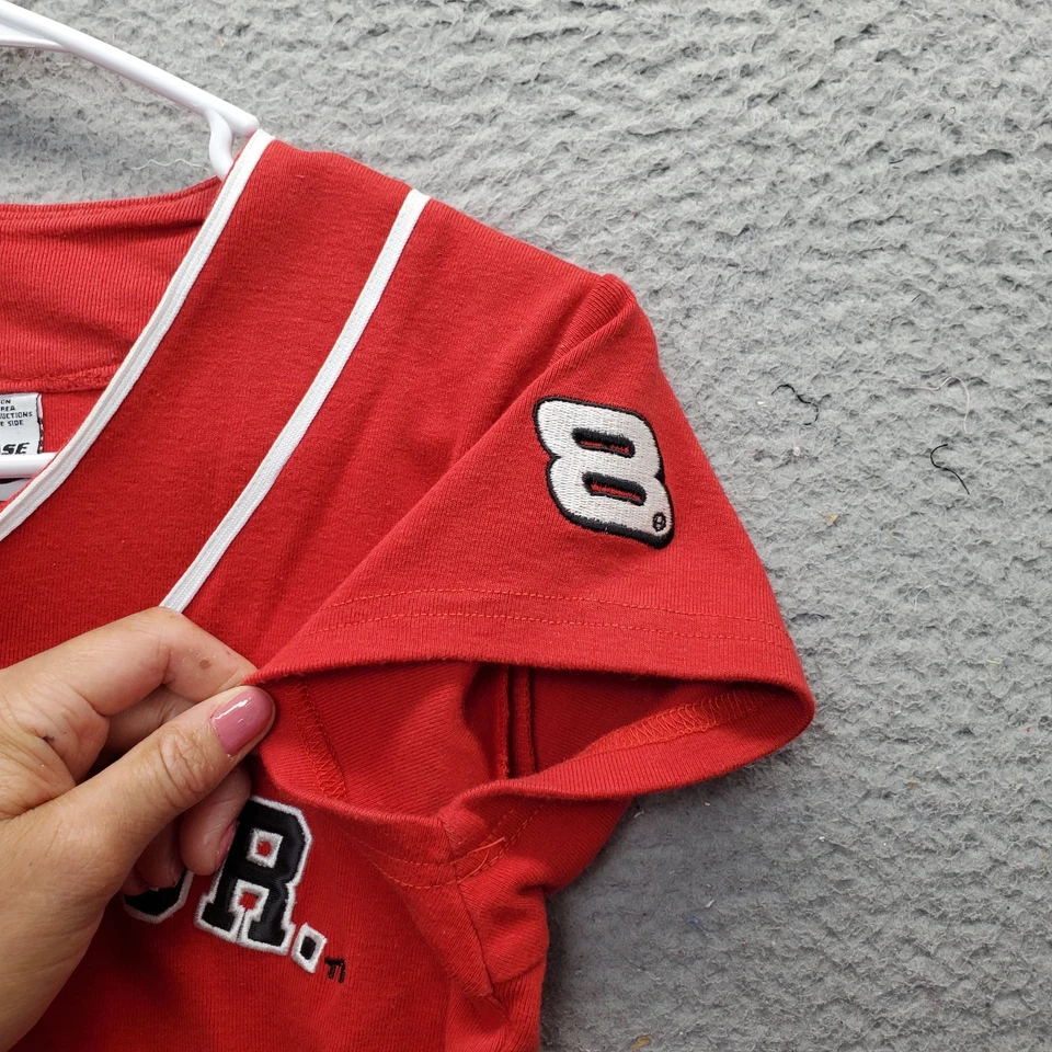 Camiseta Chase Authentics Juvenil Pequeña Roja Algodón NASCAR Racing Dale Jr Frente a Presión Foto 3 de 4