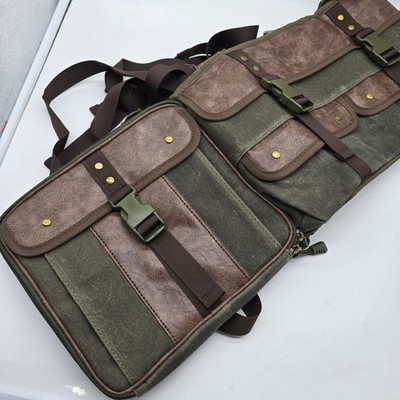 KEMIMOTO UTV Roll Cage Organizer Bag Canvas Leather Multi-Pocket Storage Green