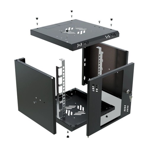 S-RC10-6U-300GB Rack Cabinet 10" 6U, 300mm, Glass Door, Black - Bild 5 von 6
