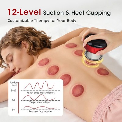 Wireless Remote Electric Smart Dynamic Cupping Therapy Set, Gua Sha 12 levels