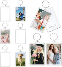 Personalized Custom Picture Frame Keychain Small 2.0X1.3 inch Outer, Clear