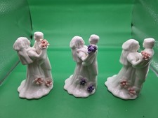 Vintage Porcelain Wedding Cake Topper Figurine 5" Bride Groom Dancing Lot of 3