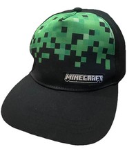 Minecraft Snapback Hat Black Green Pixel Cree...