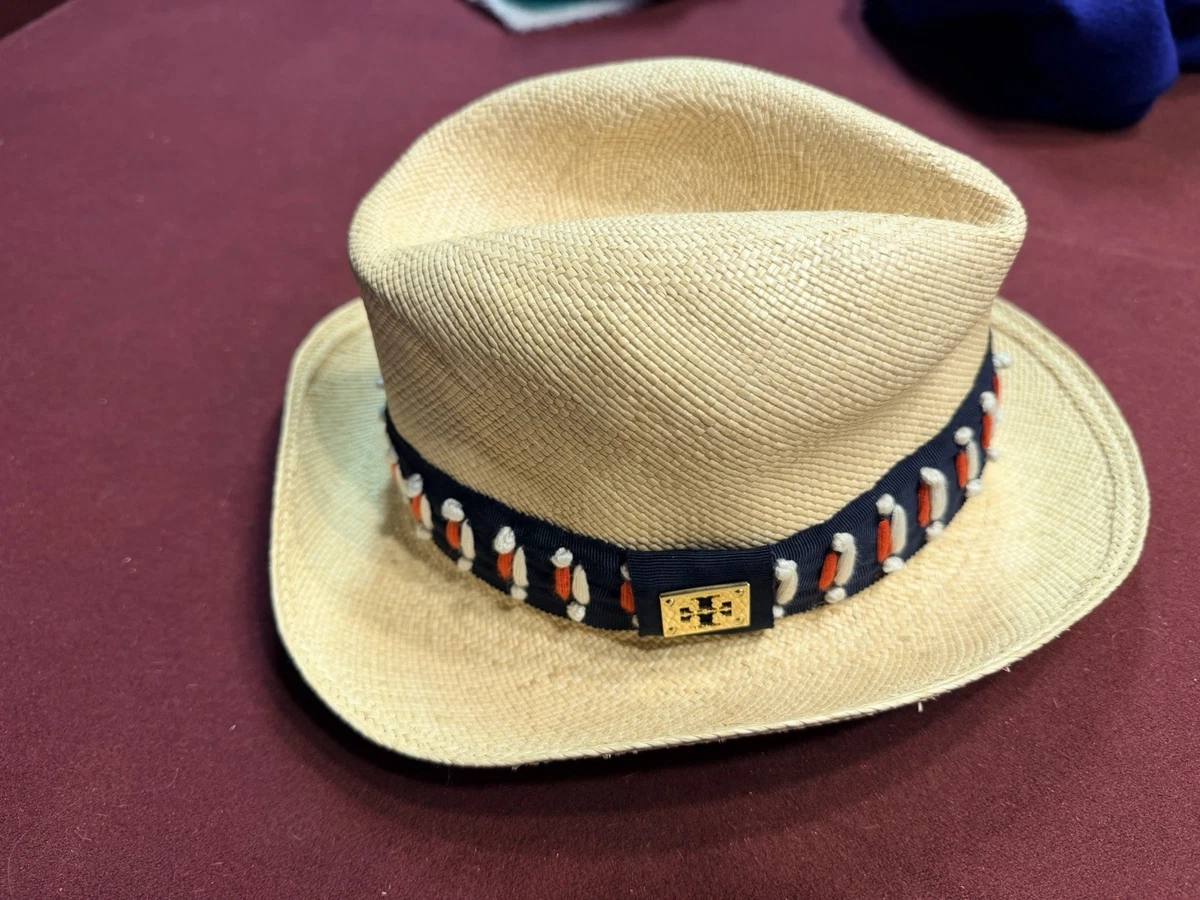 NWT Tory Burch Straw Sun Hat Tory Burch Cotton Visor With Elasticized Band. w/ Tags  main image 4