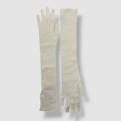 Bottega Veneta Women's Ivory Long Knit Cotton Gloves Size 7