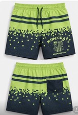 Minecraft Adventure Club Boys Swimming Trunks Size - 10-12 - Neon Green Gamer