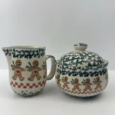 Tienshan Folk Craft Gingerbread Sugar & Creamer Set in Box – Excellent