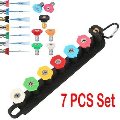 #ad 7Pcs Pressure Washer Spray Tips Nozzle with Holder High Power Quick Connect 1 4quot; $9.85