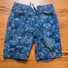 Children's Place blue denim leave print drawstring boys shorts SIZE 5