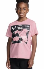 Messi Boys Lifestyle Short Sleeve T-Shirt Slim-fit Graphic Tee Cotton Blend Sz 5