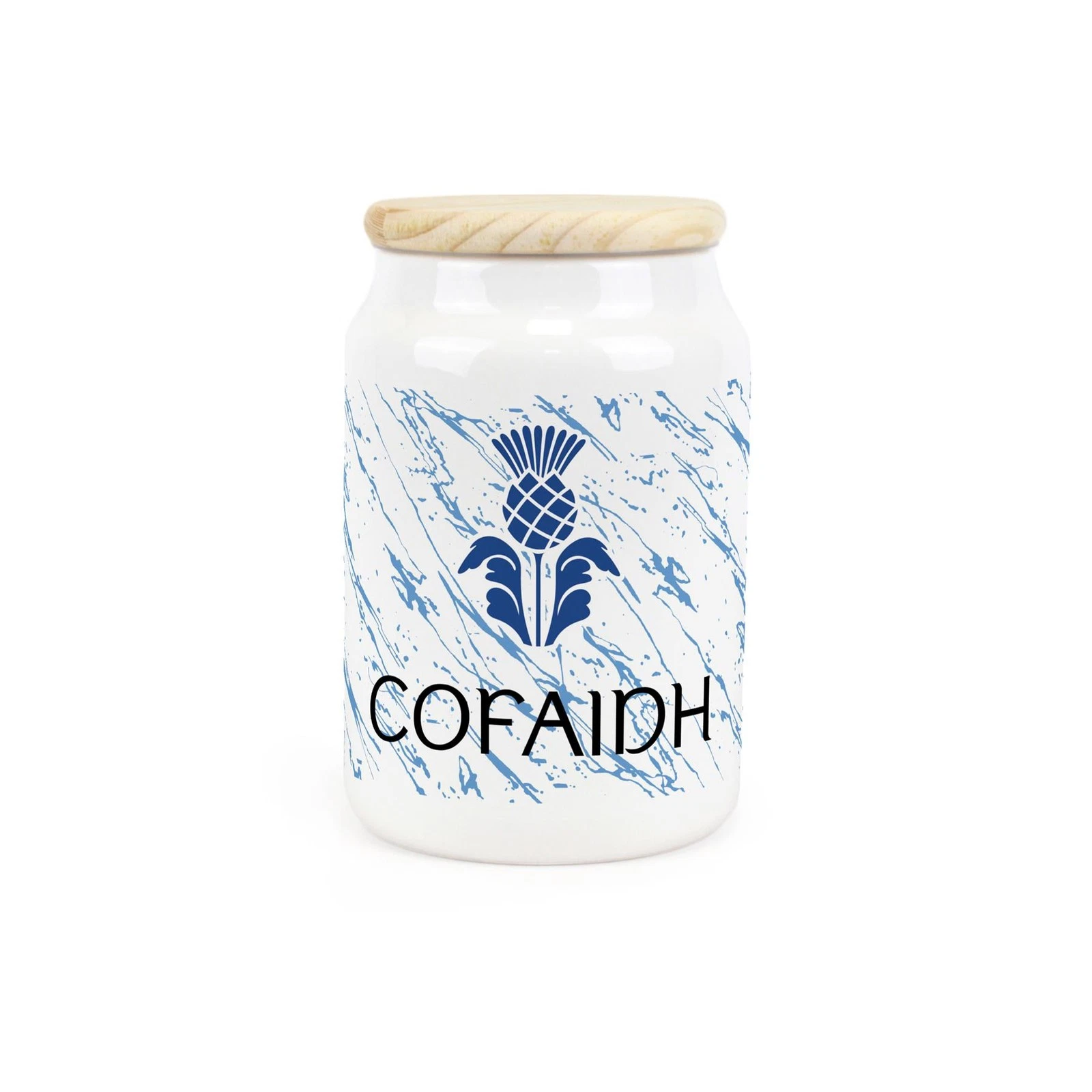 Scottish Thistle Coffee Gaelic Canister - Scotland Gifts - Ceramic Storage Jar