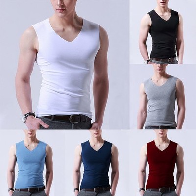 Tank Nachtwäsche ärmelloses T-Shirt Tank Top Unterhemd Unterwäsche V-Ausschni