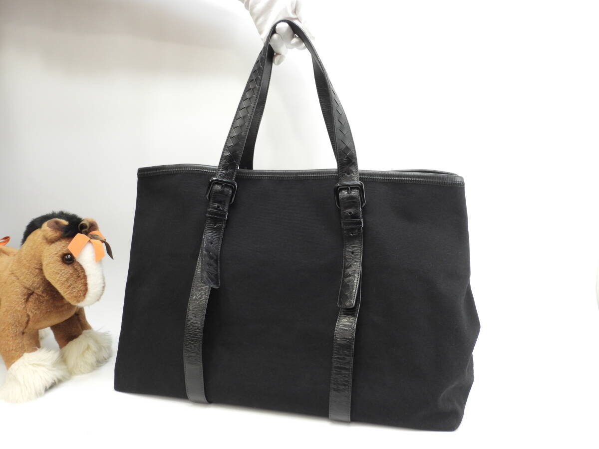 Bottega Veneta Large Intrecciato Tote Bag Black Leather & Cotton