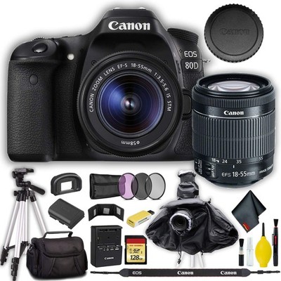 Canon EOS 80D DSLR Camera with 18-55mm Lens (Intl Model) 128GB Memory Pro Kit