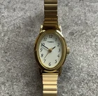 Vintage Timex Womens Watch 18mm Gold Tone Case And Expansion Band Bin N