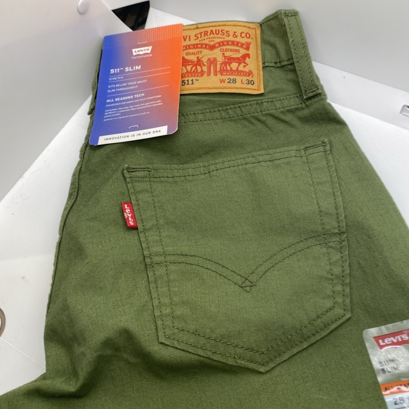 Levi’s Pants Men’s 28x30 Green 511 Slim Stretch Ripstop 5 Pocket Chino NEW
