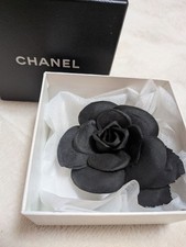 Chanel Camellia Corsage Black Jewelry Accessory for Jackets Dresses Used