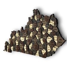 3D Wooden Kentucky Map Handcrafted State Wall Art, Rustic Home Office Decor