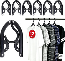 12PCS Travel Hangers, Portable Foldable Plastic Hangers for Cruise, Black