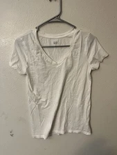 GAP Favorite V-Neck Tee – White Solid Women – Size Small
