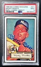 1988 Baseball Cards Magazine MICKEY MANTLE #311 1952 Topps Auto PSA 9 Mint POP 3