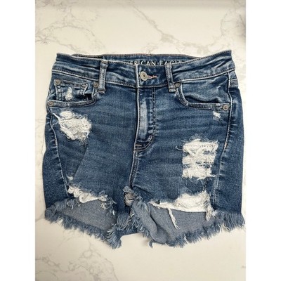 American Eagle Ne(X)t Level Women's Low Rise Medium Wash Cut Off Shorts 0