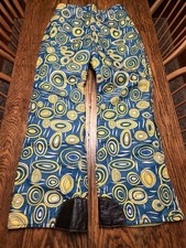 Vtg 70  s Groovy Abstract AOP Women  s Ski Pants Unbranded C C Zippers XRARE 