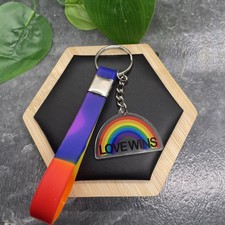 4.5  Silicone Rainbow Pride Wristlet Keychain Purse Backpack New Free Ship B770