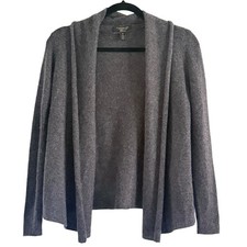 Charter Club 100 Cashmere Luxury Charcoal Heather Gray Open Cardigan