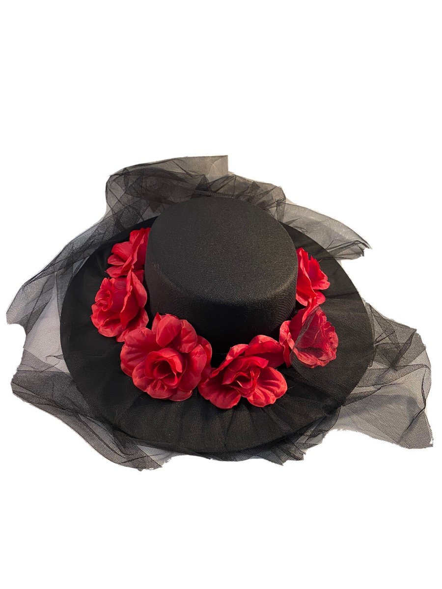 strapless open back dress Elegant Black & Red Church Hat | Kentucky Derby & Tea Party Hat main image 0