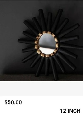 3 Small Sunburst Starburst Mirrors Black Plastic Glass Home Office Wall9.75x9.75 - Picture 12 of 22