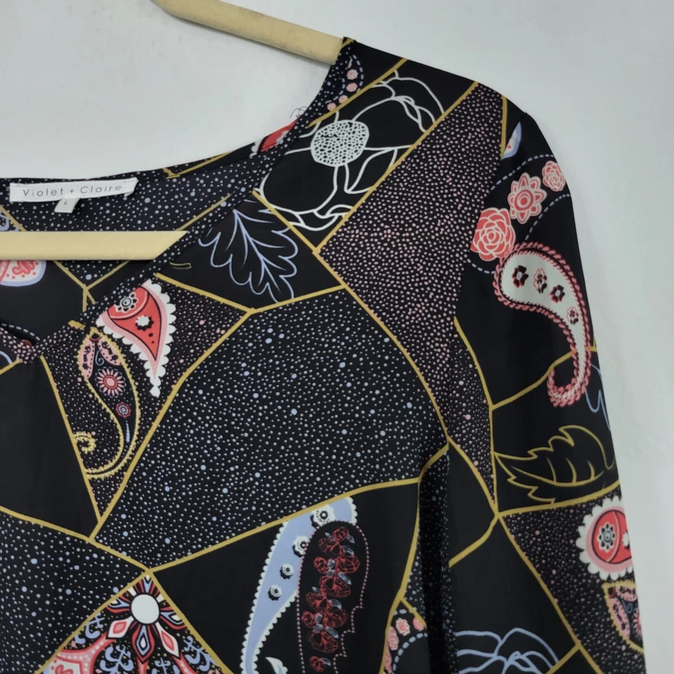 Blusa para mujer Violeta & Claire negra cachemira manga larga cuello en V talla grande Foto 4 de 4