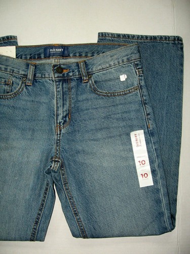 NEW OLD NAVY JEANS SZ 10 HUSKY BOYS MED WASH STRAIGHT ADJ WAIST COTTON NWT $27 - Picture 5 of 6