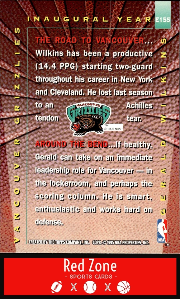 1995-96 Stadium Club - #E155 Gerald Wilkins NM Set Break. - Image 2 of 2