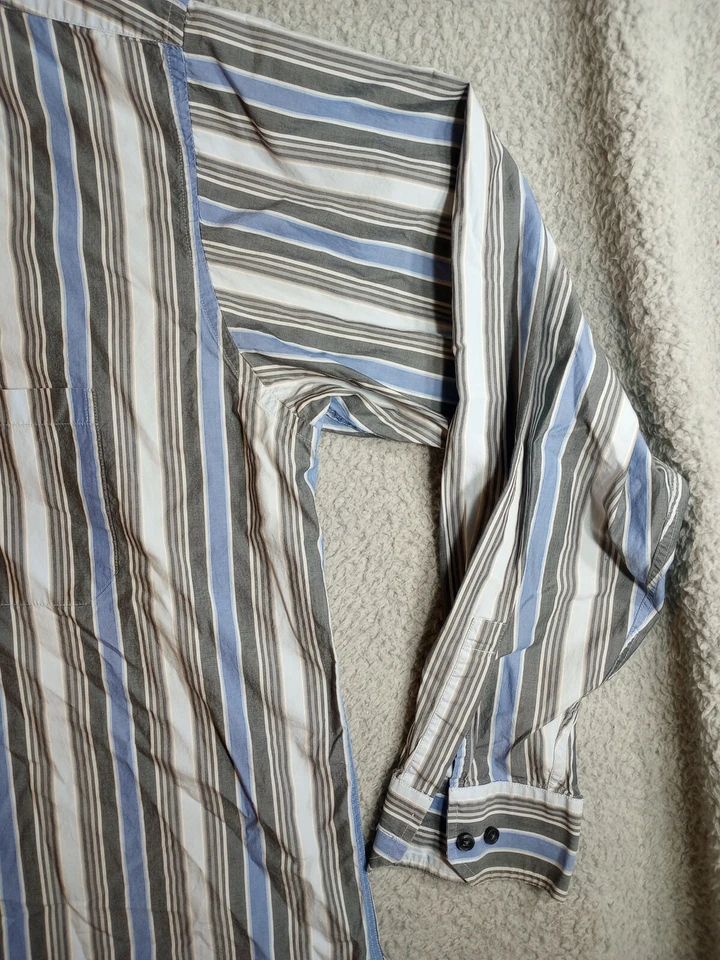nyne Men's Shirt, Size 2XLT, White w/Blue Stripe, Cotton, LS with pocket - Image 2 of 4