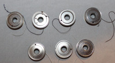 Lot of 7 Vintage Domestic Bobbins - Metal One Hole