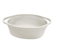 Woven Basket - 13" x 8" x 5" Cotton Rope Organizing Baskets for Baby White