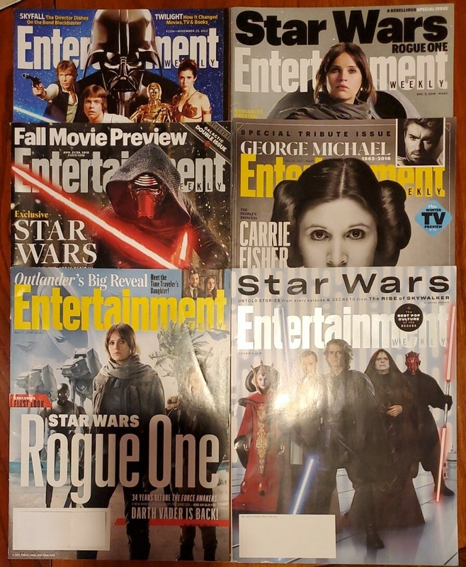LOT OF 6 STAR WARS ISSUES OF ENTERTAINMENT WEEKLY MAGAZINE - 2012-19 - HAN, LEIA