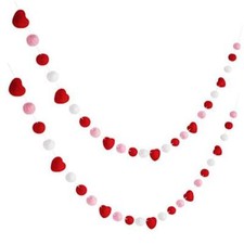 2 Pieces Valentine's Day Felt Garlands Colorful Ball and Classic Colors Set