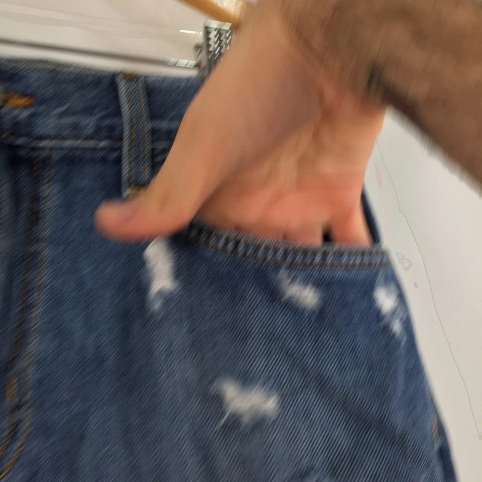 Siwy Mujer Denim Falda Talla 14 Azul Desgastado Mini Algodón Cremallera Mosca 077414 Foto 4 de 4